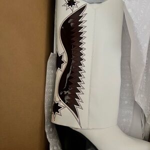 Zodiac White and Black Star Heeled Boots